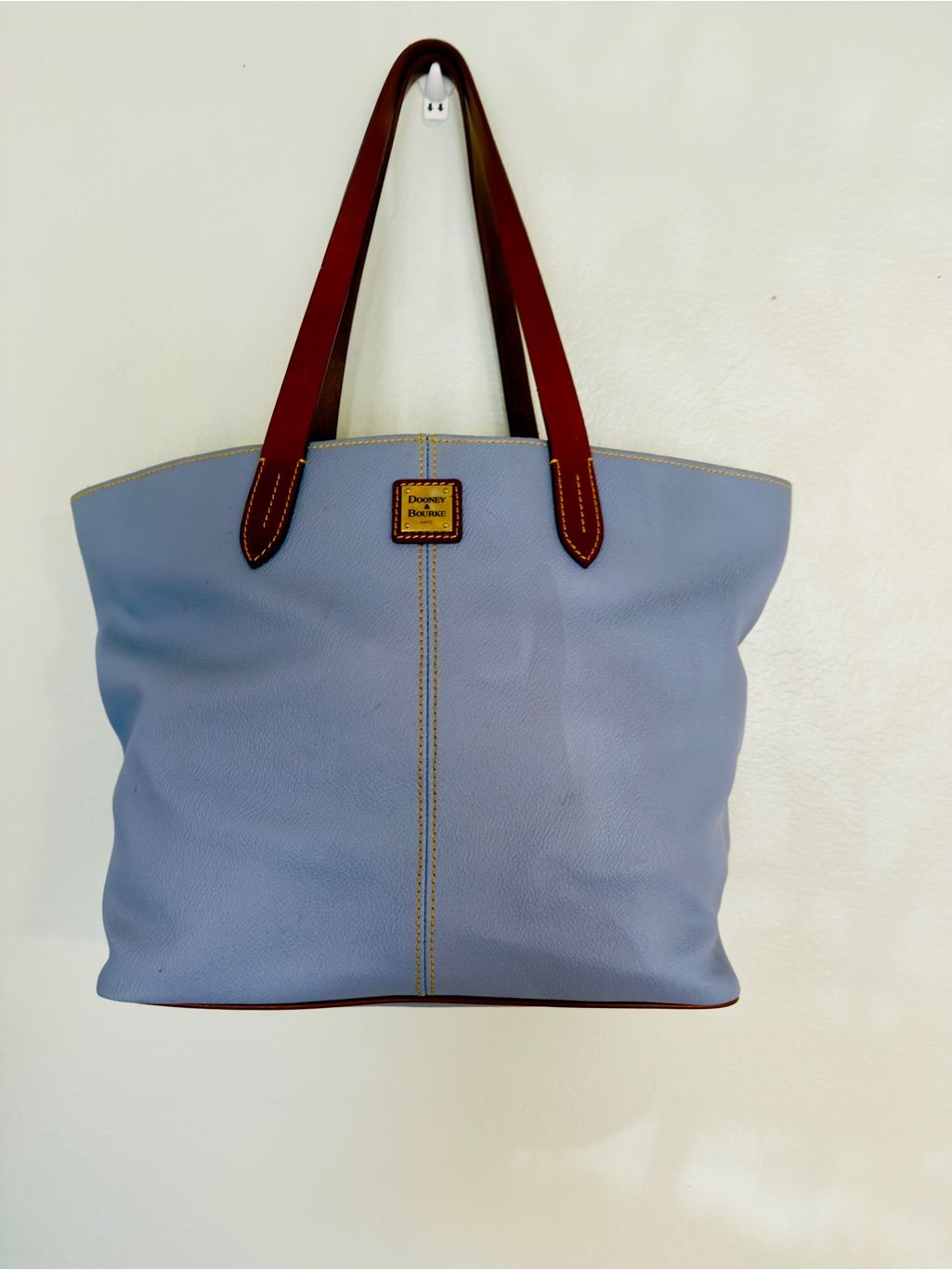 Dooney & Bourke Large Tote Bag Periwinkle Canvas & British Tan Leather Trim